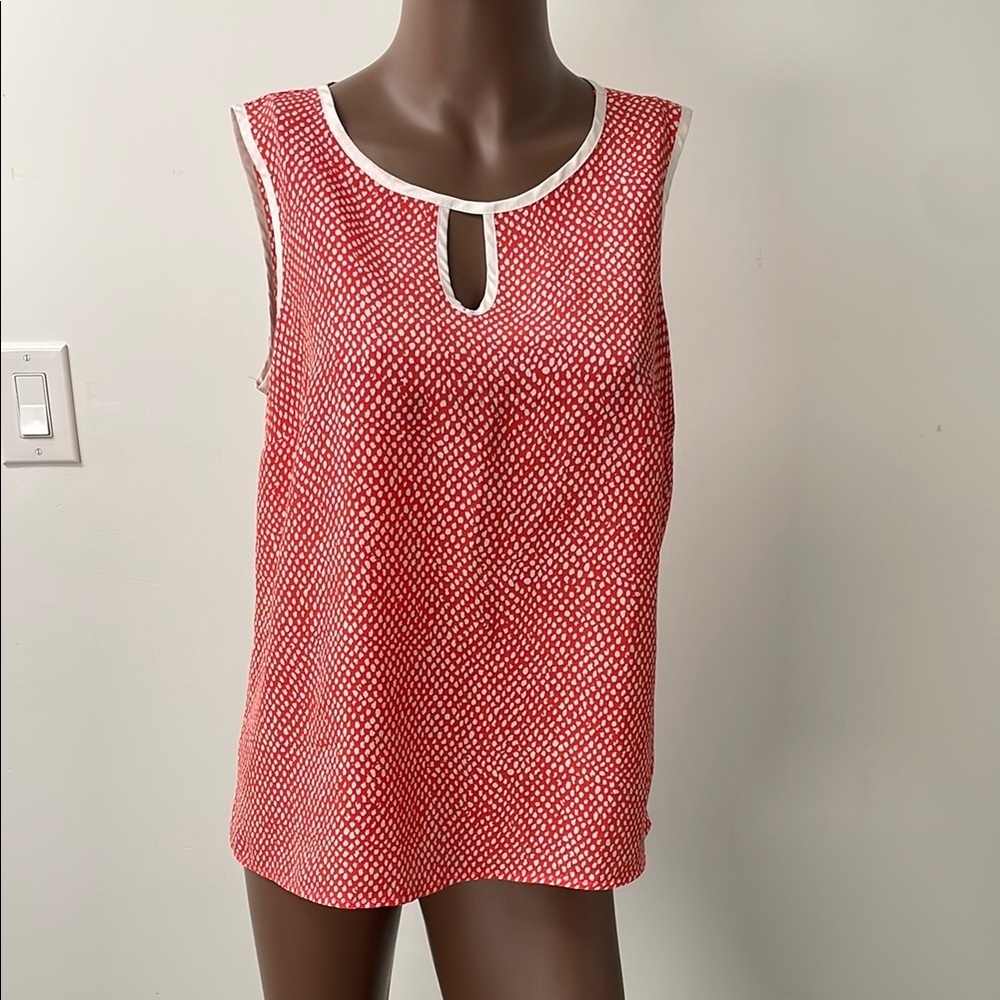 Northern Reflections Sleeveless Top Blouse Shirt Cut Out Red White Dots Medium M